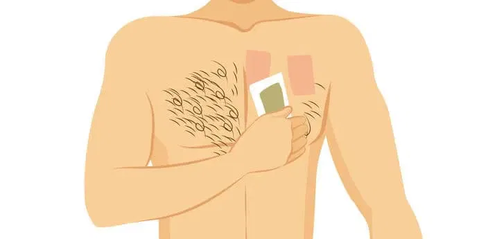a cartoon of a man waxing his chest hair