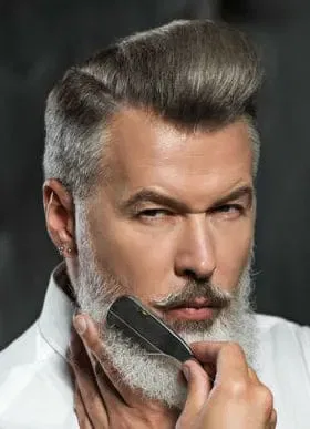 comb into v-shape beard