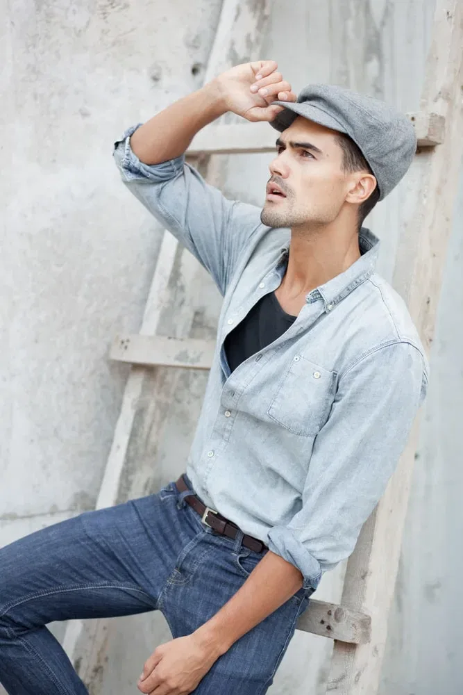 blue oxford shirt and jeans