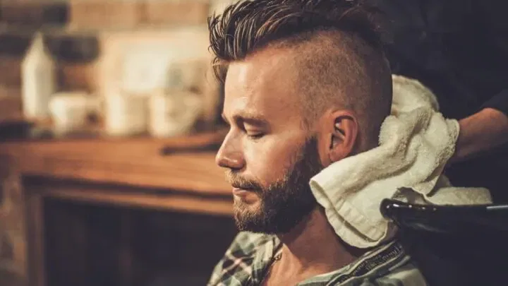 Undercut Hairstyle In Barbershop Deposit Photo