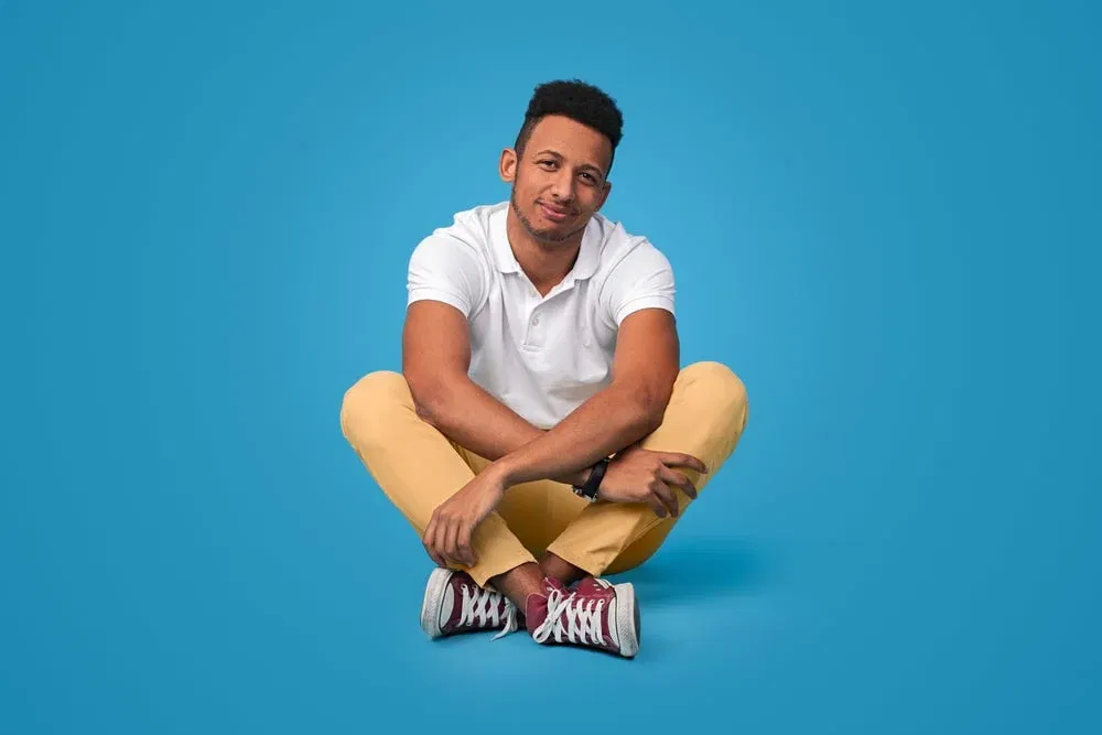 white polo shirt and khakis 