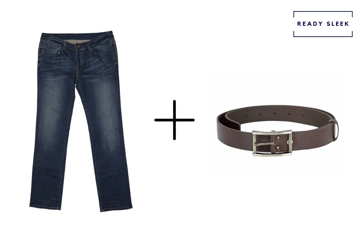 Dark blue jeans + dark brown belt