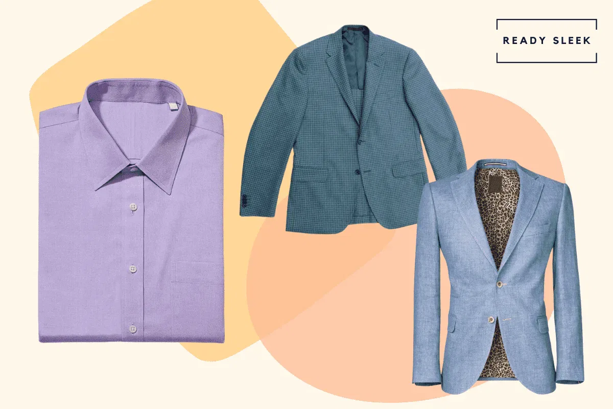 Purple shirt with light blue blazer