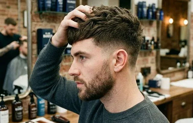 Man with volumized textured crop styled with hair clay