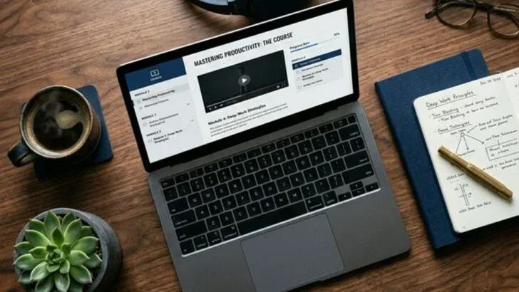 Man learning online courses for self-improvement