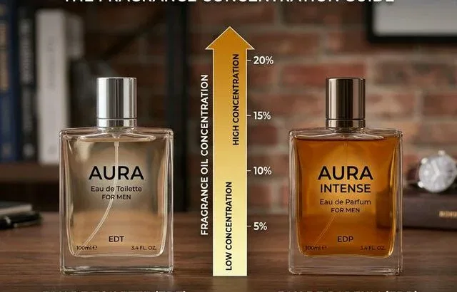 Eau de Toilette vs Eau de Parfum concentration comparison bottles