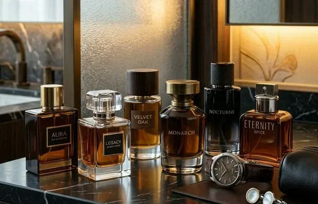Men's cologne collection display