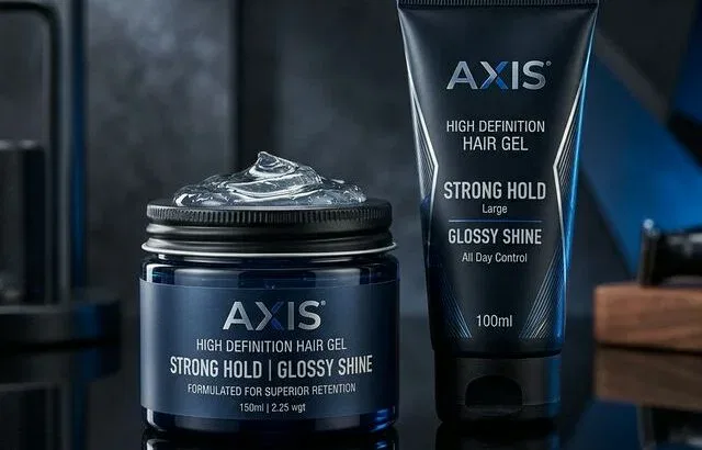 Men's hair gel products for strong hold styling