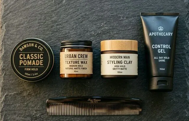 Men's hair styling products: pomade, wax, clay, and gel comparison