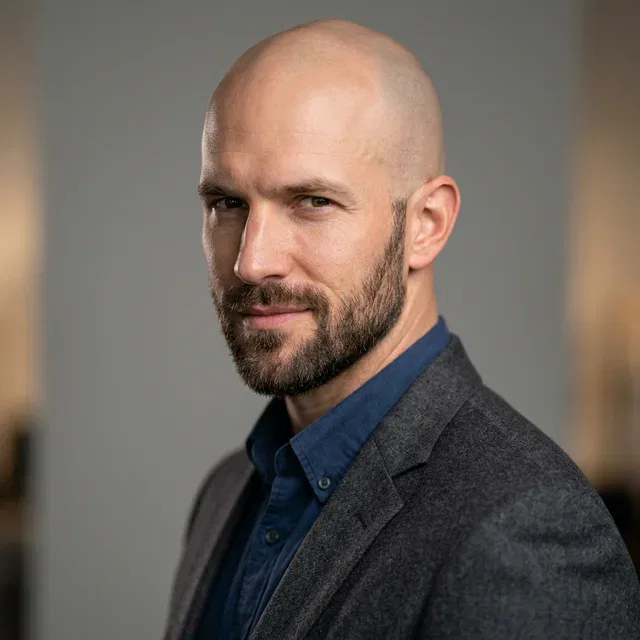 Shaved bald head look for advanced hair loss