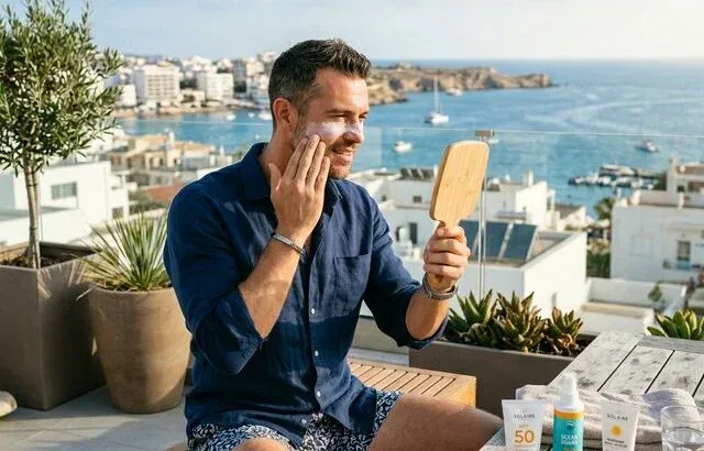 Man Applying SPF Sunscreen