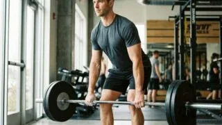 Fit man doing deadlift in gym for natural testosterone boost