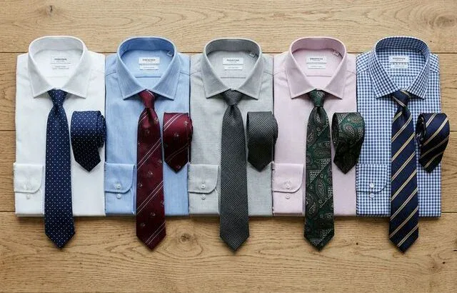 Five dress shirts with coordinated neckties