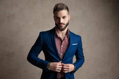 man in a blue blazer