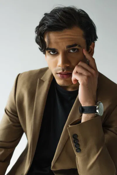 suit jacket and black t shirt