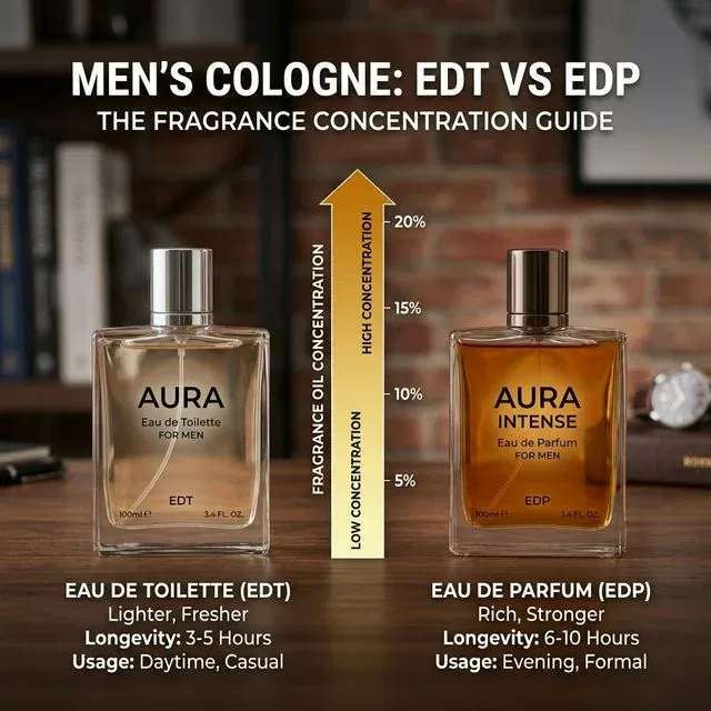 Eau de Toilette vs Eau de Parfum concentration comparison bottles