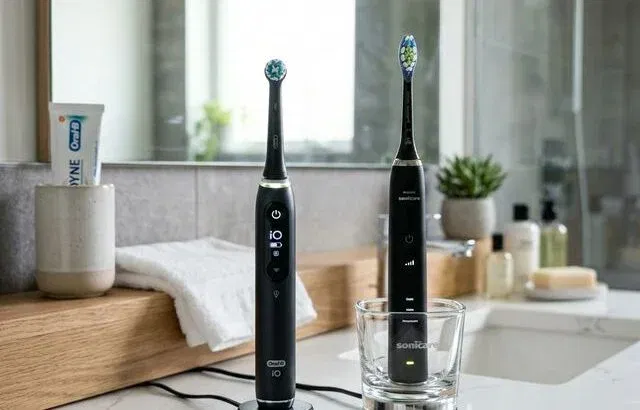 Oral-B and Sonicare electric toothbrushes side by side comparison