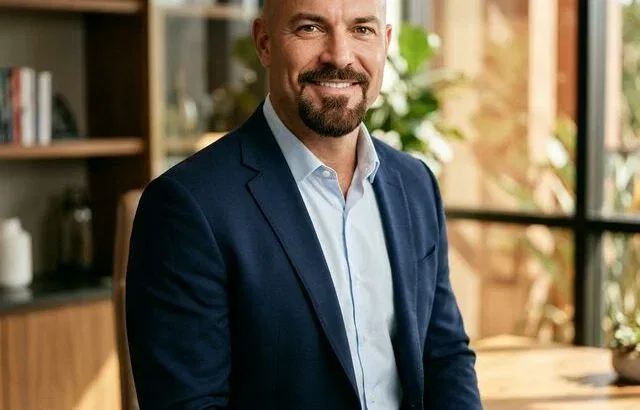 Confident bald man with well-groomed goatee