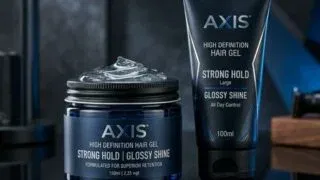 Men's hair gel products for strong hold styling