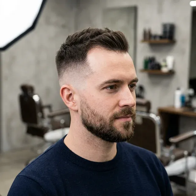 High fade with short top hairstyle for receding hairline