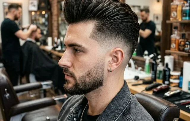 Sharp pompadour undercut with disconnected sides
