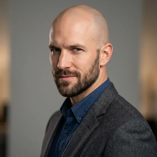 Shaved bald head look for advanced hair loss