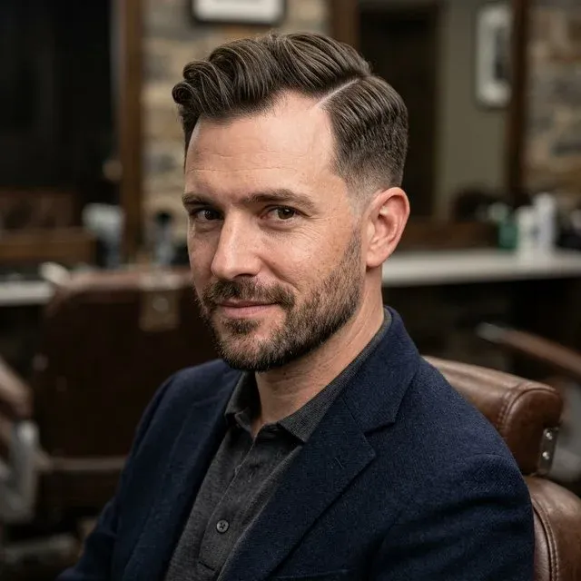 Classic side part hairstyle for receding hairline