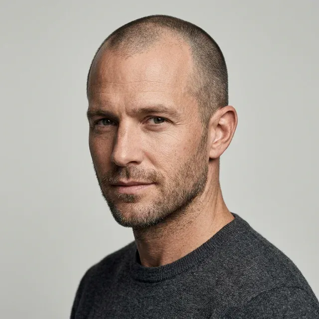 Stubble head very short buzz for receding hairline