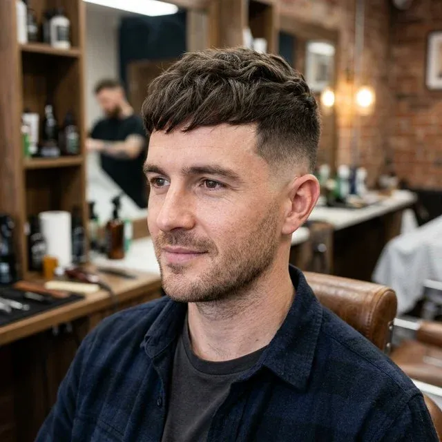 Textured crop French crop hairstyle for receding hairline