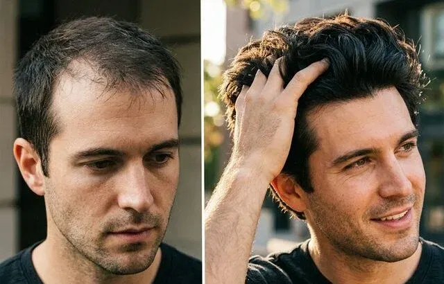 Before and after thicker hair results for men