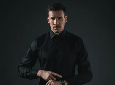 man in a black shirt