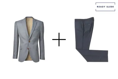 grey blazer + dark grey mens pants