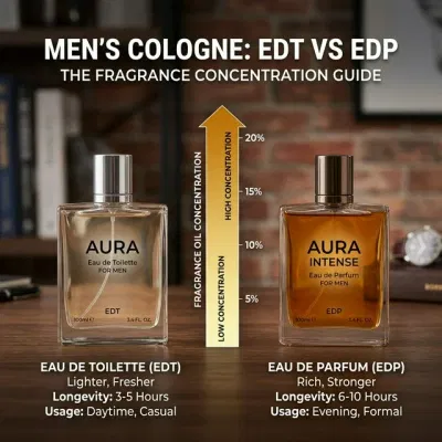 Eau de Toilette vs Eau de Parfum concentration comparison bottles