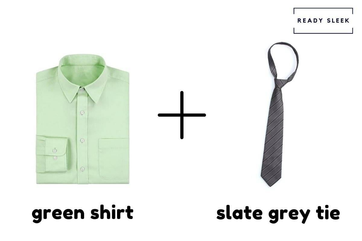 Green Shirt With Stone Grey TieÂ